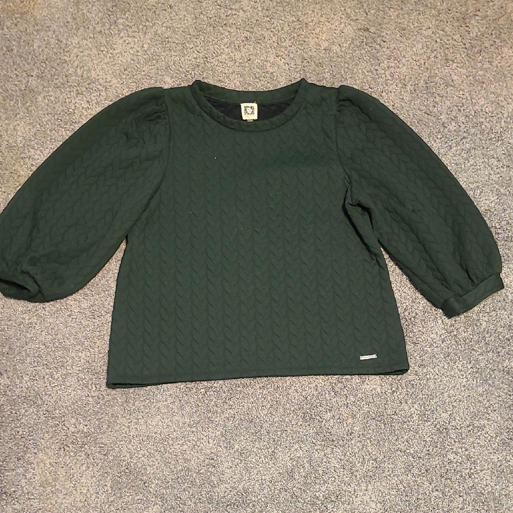 Anne Klein Dark Green Quilted Top